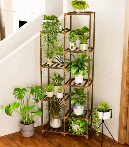 Drewniany kwietnik na doniczki | Stojak na rośliny | Regał na kwiaty | NZ252-BAMBOO