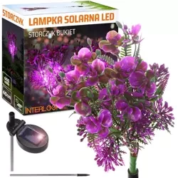 Kwiatek solarny | Ogrodowa lampa solarna LED Storczyk bukiet | 60 cm, 600 mAh | FLD-16-PURPLE