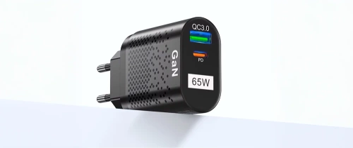GAN | Szybka ładowarka sieciowa 65W z portami USB i PD 3.0 (USB-C)