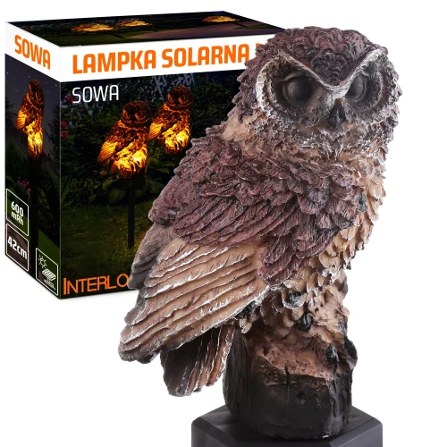Ogrodowa lampa solarna LED Sowa | 42 cm, 600 mAh | FLD-18-BROWN