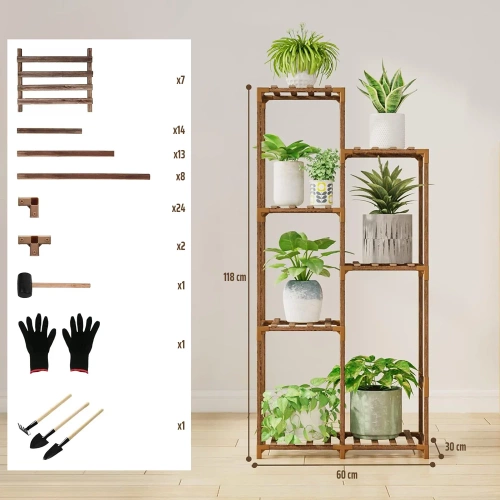 Drewniany kwietnik na doniczki | Stojak na rośliny | Regał na kwiaty | NZ238-BAMBOO