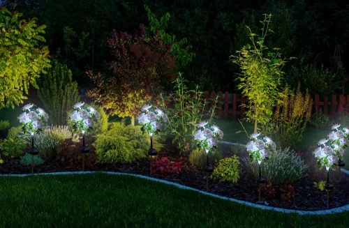 Kwiatek solarny | Ogrodowa lampa solarna LED Begonia | 60 cm, 600 mAh | FLD-27-WHITE