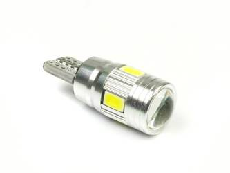 Żarówka samochodowa LED W5W T10 6 SMD 5630 SUPER CAN BUS SOCZEWKA