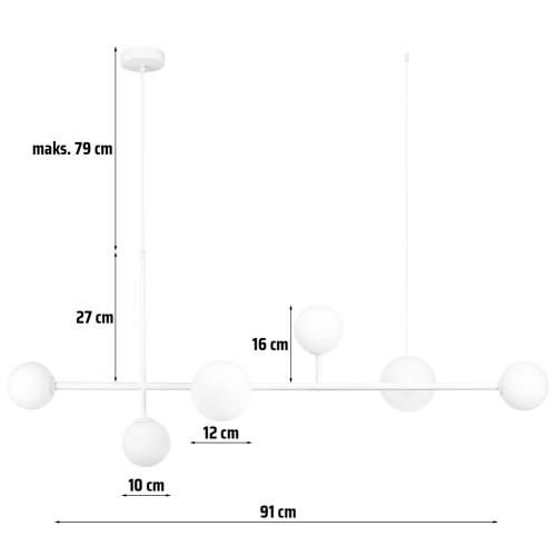 Lampa wisząca z 6 punktami świetlnymi | Stylowy żyrandol | CDL-G610S-WHITE