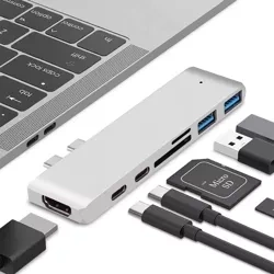 HUB | Rozdzielacz USB-C na 2x USB-A + 2x USB-C + kart SD + TF + HDMI | adapter, rozgałęźnik typ C 7w1