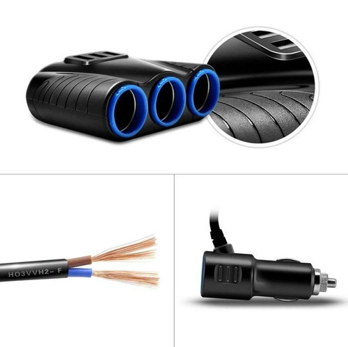 Rozdzielacz gniazda zapalniczki 120W | 3 porty USB 3.1A | C08