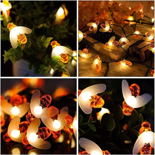 Girlanda solarna LED Pszczoły 20 LED lampa ogrodowa wbijana 5m | BEE-20LED-5M