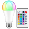 Żarówka LED RGB 16 kolorów | Gwint E27 | Kula | Pilot IR | A60-RGB-9W