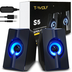 Głośniki komputerowe 2.0 z podświetleniem LED | 6W RMS 20Hz-20kHz 4ohm | S5