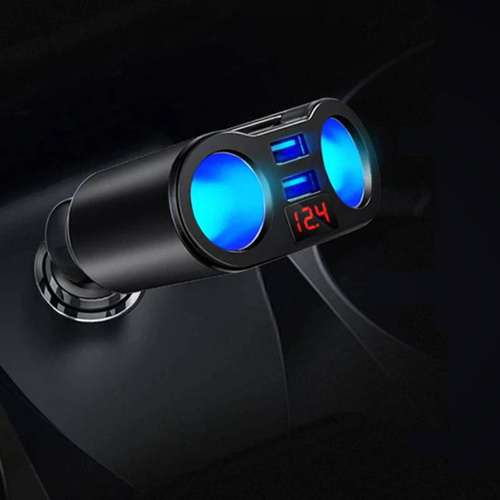 Rozdzielacz gniazda zapalniczki z 2 portami USB 3.1A | woltomierz | C10