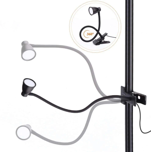 Lampka biurkowa na klips | Elastyczna lampka do czytania | Nocna lampka z możliwością zmiany barwy | Lampka LED USB | FH-08-5W-BK