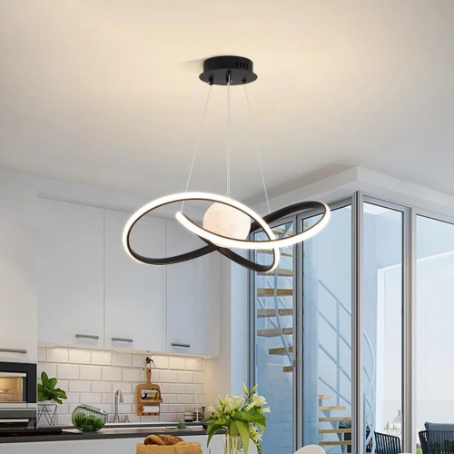 Lampa wisząca LED 60W | Stylowa lampa z księżycem 3D | RLT-50CM-60W-B