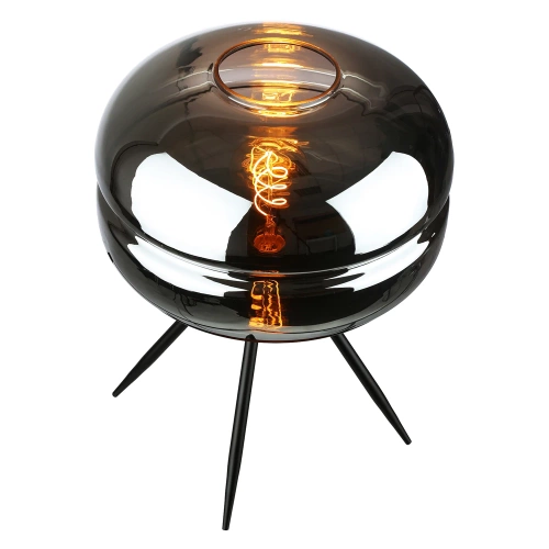 Stylowa lampka nocna z szklanym kloszem | Nowoczesna szklana lampka stołowa | BH-233-BLACK