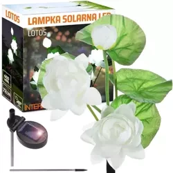 Kwiatek solarny | Ogrodowa lampa solarna LED Lotos, Lilia wodna | 72 cm, 600 mAh | FLD-25-WHITE