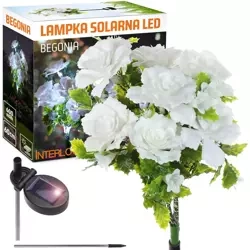 Kwiatek solarny | Ogrodowa lampa solarna LED Begonia | 60 cm, 600 mAh | FLD-27-WHITE