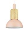 Lampa wisząca z różowym kloszem i drewnem | Minimalistyczna  lampa w stylu skandynawskim z oprawą  E27 | YG-XD002A-P