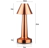 Bezprzewodowa lampka stołowa | Dotykowa lampka nocna z regulowaną barwą światła | Lampka USB | HJA12-COPPER