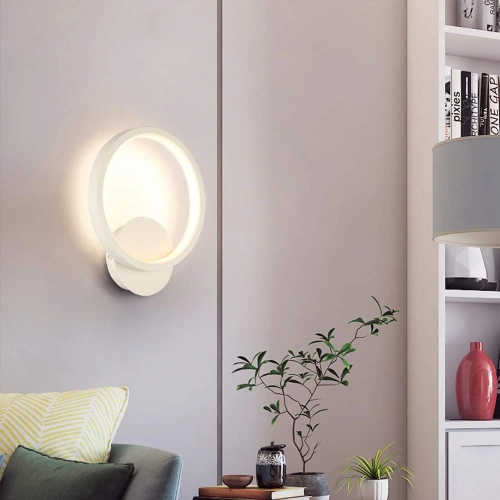 Okrągły kinkiet LED | Minimalistyczna, metalowa lampa ścienna 14W | YG-W005-W