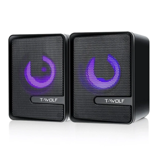 Głośniki komputerowe gamingowe stereo | 6 W | USB, 3,5 mm | T-Wolf S3 RGB | S2