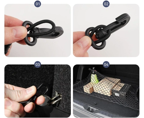 Siatka do bagażnika samochodowego | Elastyczna siatka zabezpieczająca 110 × 60 cm | Organizer bagażu | Siatka transportowa | CTM-110*60CM-B