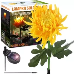 Kwiatek solarny | Ogrodowa lampa solarna LED Chryzantema | 72 cm, 600 mAh | FLD-26-YELLOW
