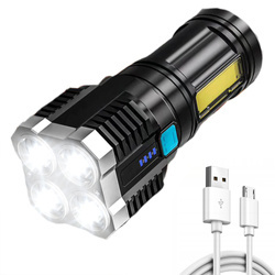 Latarka wielofunkcyjna 4x LED + COB z wbudowanym akumulatorem | 1000lm, 4 tryby świecenia, do 8h pracy | TL-S03