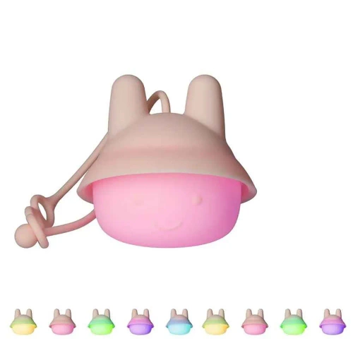 Silikonowa lampka nocna LED Króliczek | Przenośna lampka dziecięca 9 kolorów światła | JL-502