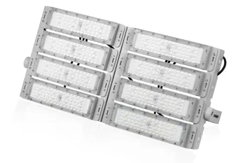 Profesjonalny halogen 400W LED | Mocne oświetlenie do hal sportowych, fabryk, domu | Aluminiowa lampa | Naświetlacz z regulowanym uchwytem | TMN-400W-SILVER