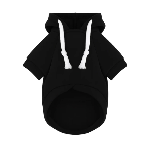 Bluza z kapturem dla psa i kota S czarna | Ciepłe ubranko dla pupila na jesień i zimę  z kieszenią |  PET-015S-BK