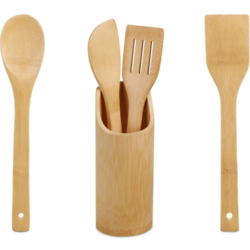 Przybory kuchenne bambusowe z podstawką | BRS-5in1-BAMBOO