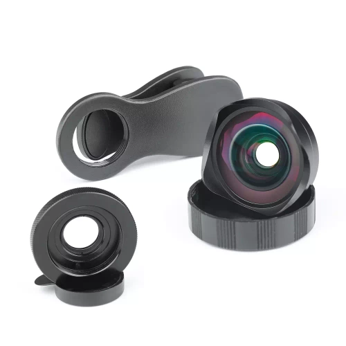 Obiektyw 4K HD, soczewka, nakładka na telefon | 2w1 makro 15x + szeroki kąt | Klips, etui, ściereczka | DT-020