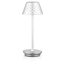 Lampa stołowa z wbudowanym akumulatorem | Lampa nocna z trzema barwami świecenia | Nastrojowa lampka do hotelu, restauracji | HJA15-SILVER
