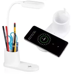 Lampka biurkowa LED z ładowarką indukcyjną | biała | WD-T03-WHITE