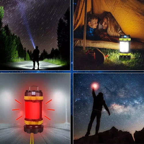 Wielofunkcyjna lampka kempingowa LED, latarka turystyczna z funkcją powerbanka | Czerwone światło | 6 trybów świecenia, 800lm, 3700mAh, do 20h pracy, IPX4 | HC-260