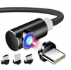3w1 2M | Kątowy kabel magnetyczny | 3 końcówki - Micro, Type-C i Lightning | Quick Charge 3.0 | AM51