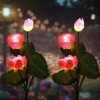 Kwiatek solarny | Ogrodowa lampa solarna LED Lotos, Lilia wodna | 72 cm, 600 mAh | FLD-25-PINK