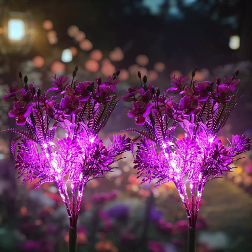 Kwiatek solarny | Ogrodowa lampa solarna LED Storczyk bukiet | 60 cm, 600 mAh | FLD-16-PURPLE