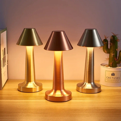 Dotykowa lampka nocna z regulowaną barwą światła | Lampka USB | HJA12-SILVER| Bezprzewodowa lampka stołowa