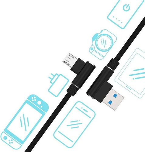 Micro-USB 1M | Kątowy kabel USB do ładowania telefonu | Quick Charge 3.0 2.4A | AM30