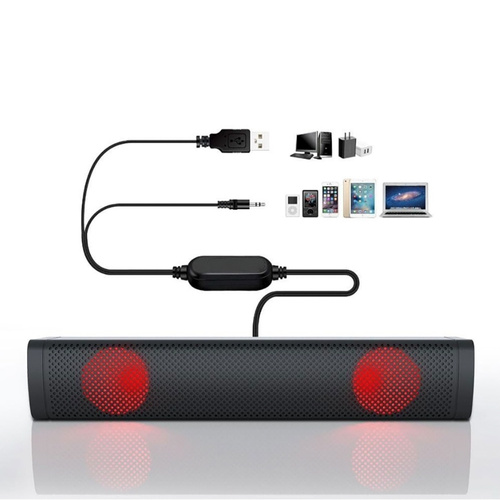 Soundbar komputerowy 2.0 z podświetleniem LED RGB | 6W RMS | S10