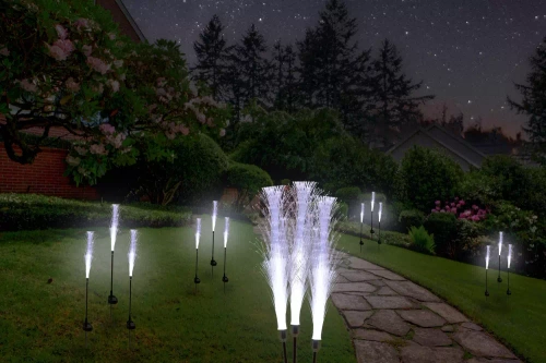 Kwiatek solarny | Ogrodowa lampa solarna LED Zimne ognie | 90 cm, 600 mAh | FLD-45-WHITE