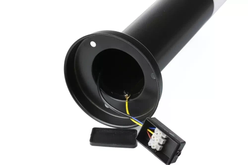 Lampa ogrodowa stojąca, słupek okrągły na żarówkę E27 | Zasilanie 230V, stal nierdzewna | Czarny mat, 65cm | LLR-65CM