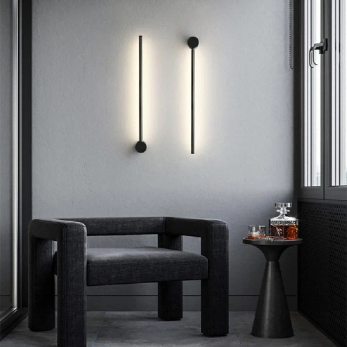 Nowoczesny kinkiet LED | 60cm 10W | Czarna, obrotowa lampa ścienna z regulacją | Lampa LED o barwie 4000K | YG-W002