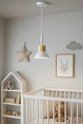 Lampa wisząca z białym kloszem i drewnem | Minimalistyczna  lampa w stylu skandynawskim  z oprawą E27 | YG-XD002B-W