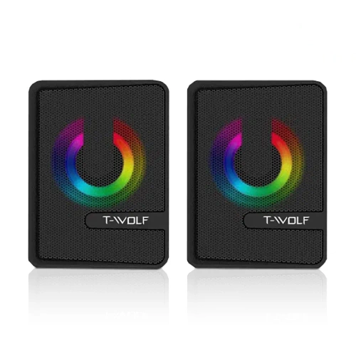 Głośniki komputerowe gamingowe stereo | 6 W | USB, 3,5 mm | T-Wolf S3 RGB | S2