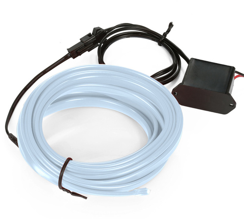 Zestaw El Wire Ice Blue 5M - Światłowód Ambient Light EL Wire z odzielnym inverterem 12V