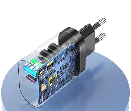 GAN | Szybka ładowarka sieciowa 65W z portami USB i PD 3.0 (USB-C)