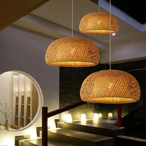 Naturalna lampa bambusowa | BOHO Pleciona | 60cm