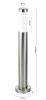 Lampa ogrodowa stojąca, słupek okrągły na żarówkę E27 | Zasilanie 230V, stal nierdzewna | Inox, 65cm | LLR-65CM