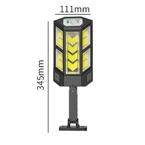 Ogrodowa lampa solarna LED z czujnikiem ruchu i zmierzchu w rozmiarze M | IP65 | 124 diody LED COB | Pilot IR | LD-05-M